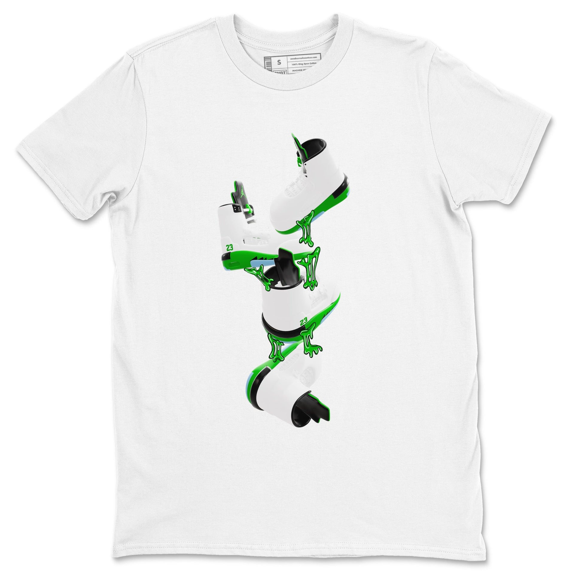 5s Lucky Green shirt to match jordans Gum Stuck On Shoes sneaker tees Air Jordan 5 Lucky Green SNRT Sneaker Release Tees Unisex White 2 T-Shirt