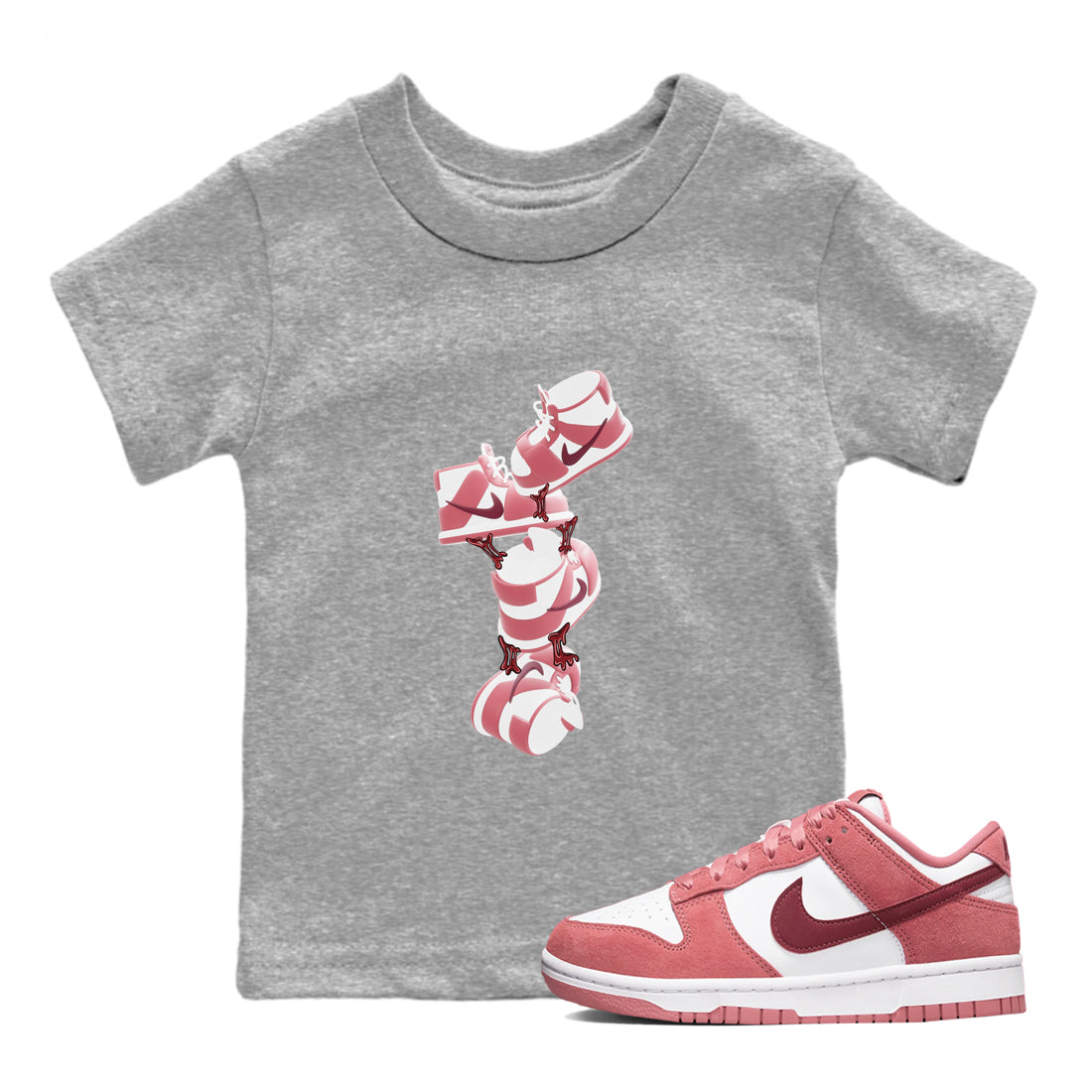 Dunk Valentines Day 2024 shirt to match jordans Gum Stuck On Shoes sneaker tees Dunk Happy Valentines Day 2024 SNRT Sneaker Release Tees Baby Toddler Heather Grey 1 T-Shirt