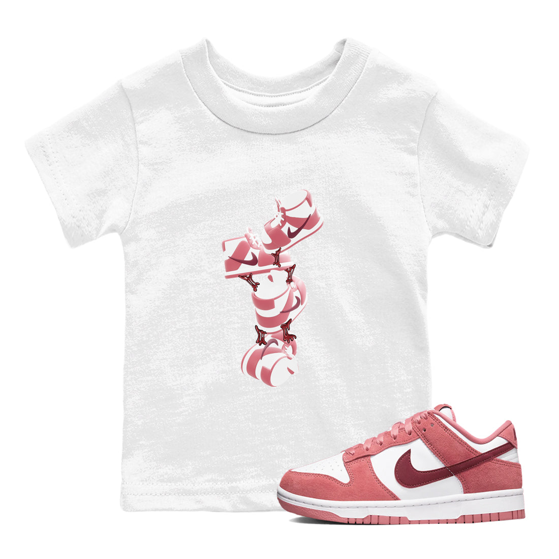 Dunk Valentines Day 2024 shirt to match jordans Gum Stuck On Shoes sneaker tees Dunk Happy Valentines Day 2024 SNRT Sneaker Release Tees Baby Toddler White 1 T-Shirt