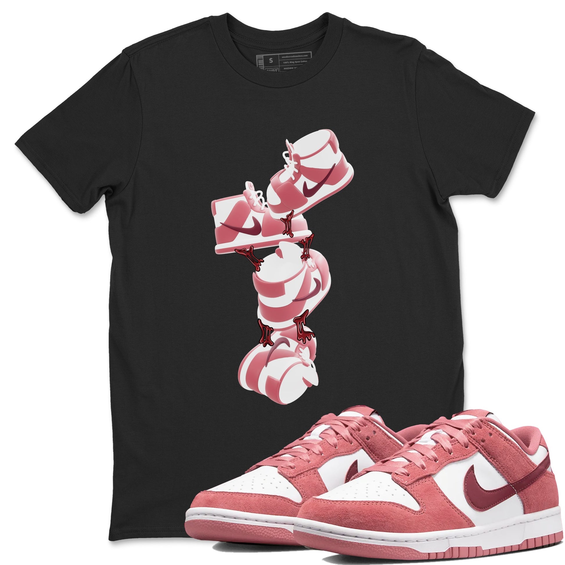 Dunk Valentines Day 2024 shirt to match jordans Gum Stuck On Shoes sneaker tees Dunk Happy Valentines Day 2024 SNRT Sneaker Release Tees Unisex Black 1 T-Shirt