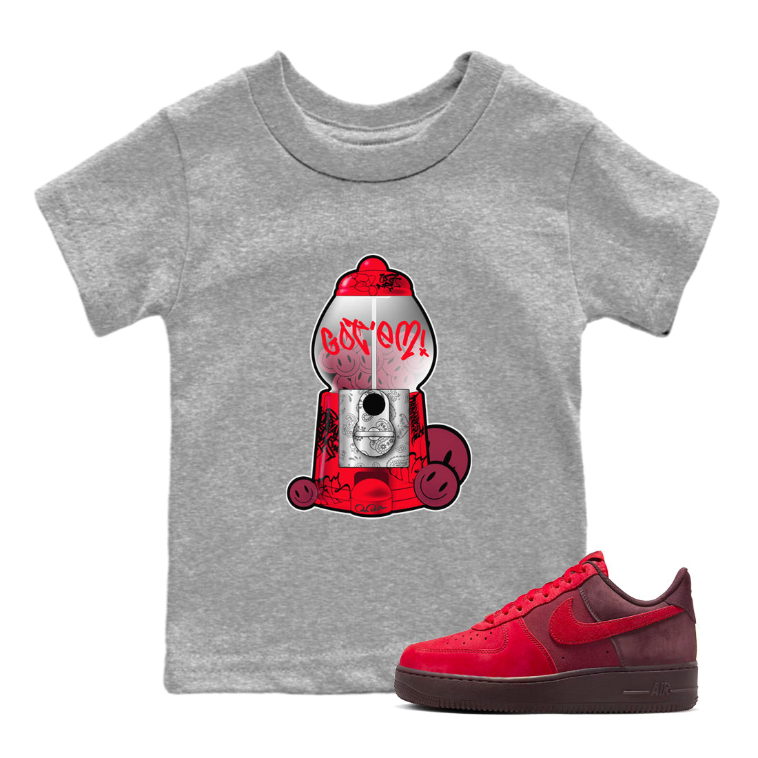 Air Force 1 Layers of Love shirt to match jordans Gumball Machine sneaker tees af1 Layers of Love SNRT sneaker release tees baby toddler Heather Grey 1 cotton Shirt