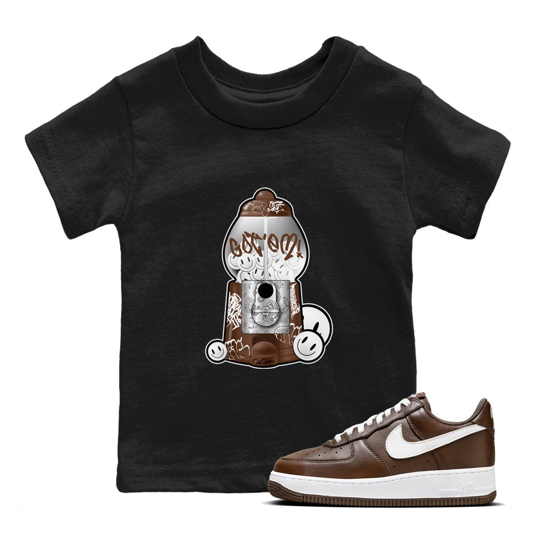 Air Force Low Chocolate shirt to match jordans Gumball Machine sneaker tees chocolate Nike Air Force Low Chocolate SNRT Sneaker Release Tees Baby Toddler Black 1 T-Shirt