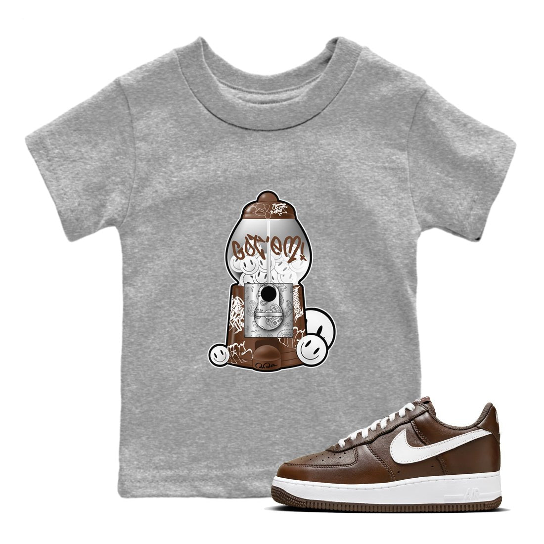 Air Force Low Chocolate shirt to match jordans Gumball Machine sneaker tees chocolate Nike Air Force Low Chocolate SNRT Sneaker Release Tees Baby Toddler Heather Grey 1 T-Shirt