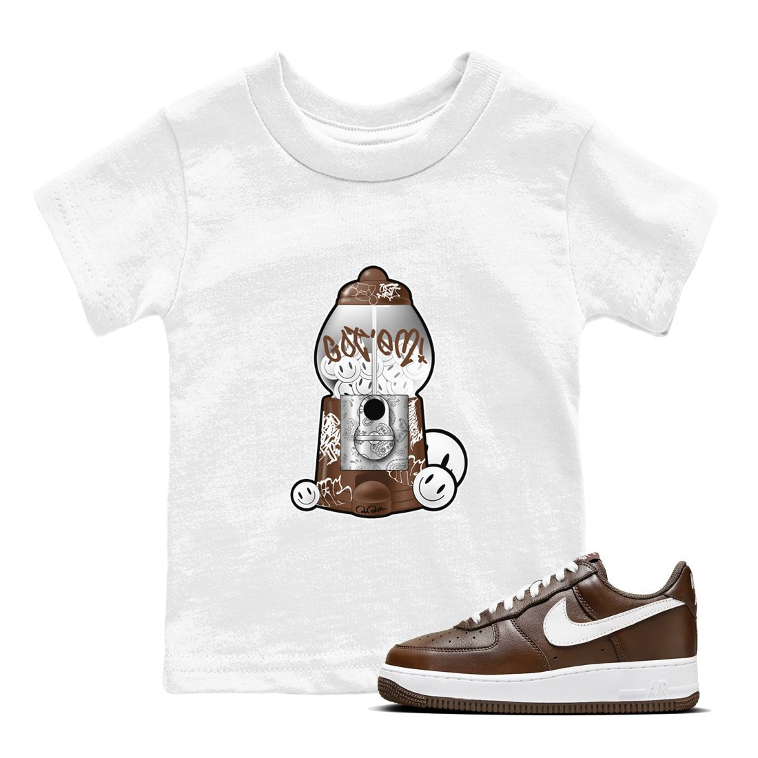 Air Force Low Chocolate shirt to match jordans Gumball Machine sneaker tees chocolate Nike Air Force Low Chocolate SNRT Sneaker Release Tees Baby Toddler White 1 T-Shirt