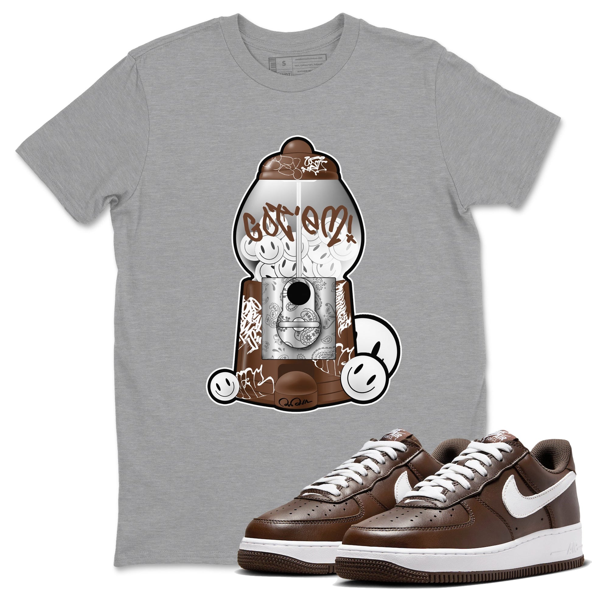 Air Force Low Chocolate shirt to match jordans Gumball Machine sneaker tees chocolate Nike Air Force Low Chocolate SNRT Sneaker Release Tees Unisex Heather Grey 1 T-Shirt