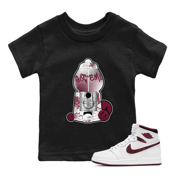 Air Jordan 1 Metallic Burgundy shirt to match jordans Gumball Machine sneaker tees AJ1 Metallic Burgundy SNRT Sneaker Release Tees Baby Toddler Black 1 T-Shirt