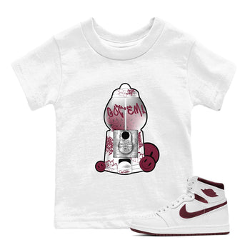 Air Jordan 1 Metallic Burgundy shirt to match jordans Gumball Machine sneaker tees AJ1 Metallic Burgundy SNRT Sneaker Release Tees Baby Toddler White 1 T-Shirt