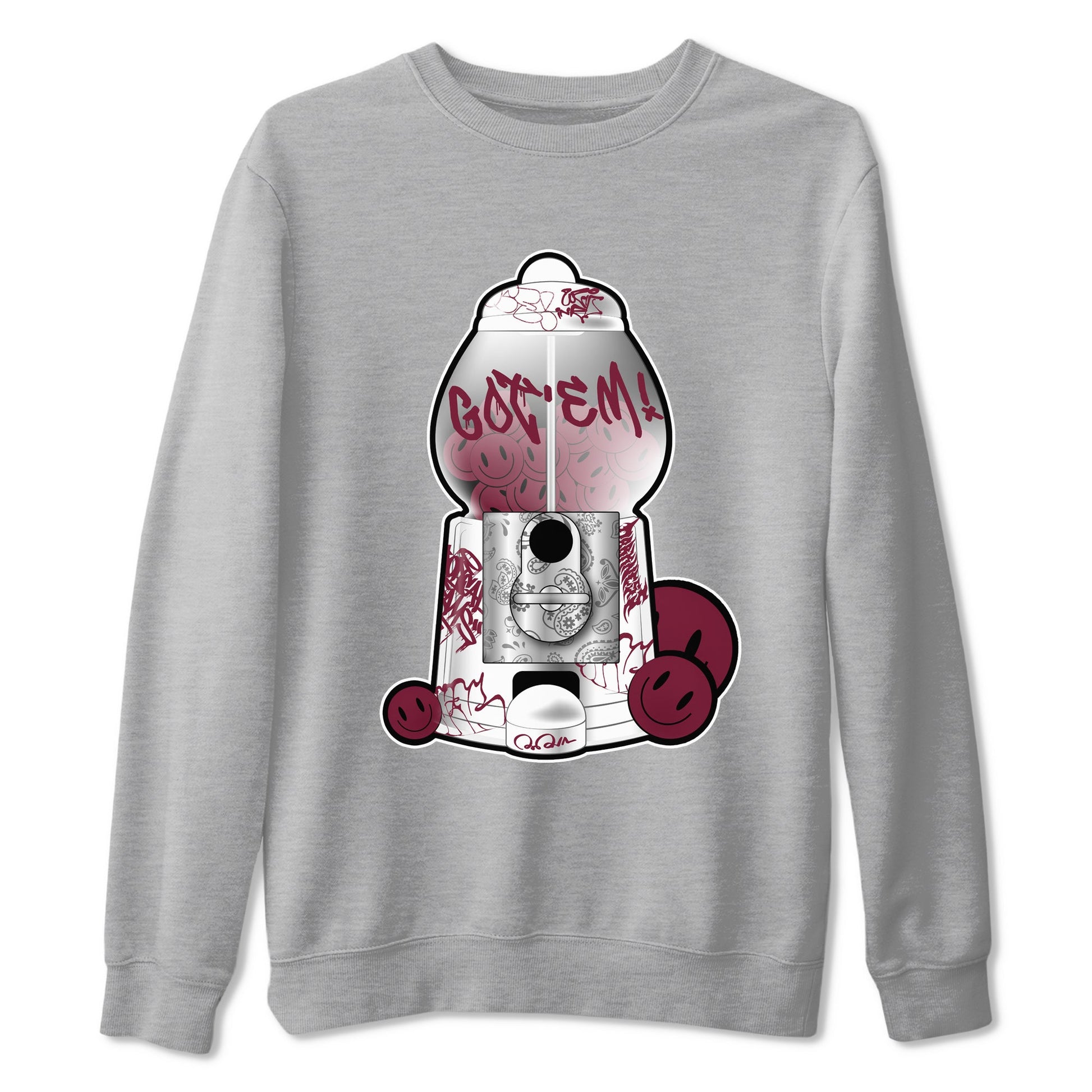 Air Jordan 1 Metallic Burgundy shirt to match jordans Gumball Machine sneaker tees AJ1 Metallic Burgundy SNRT Sneaker Release Tees Unisex Heather Grey 2 T-Shirt