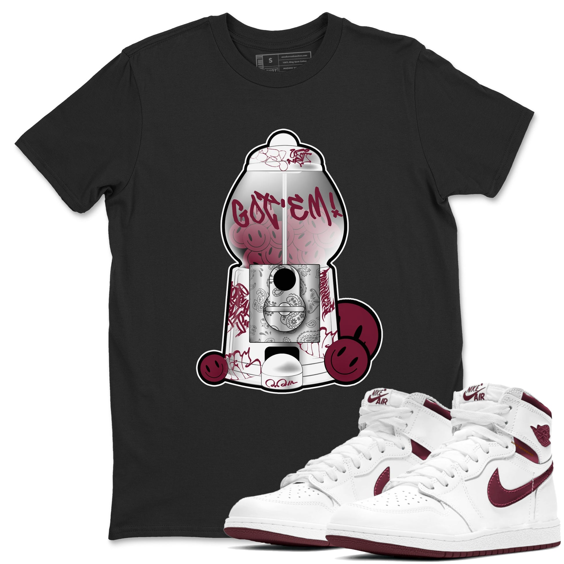 Air Jordan 1 Metallic Burgundy shirt to match jordans Gumball Machine sneaker tees AJ1 Metallic Burgundy SNRT Sneaker Release Tees Unisex Black 1 T-Shirt