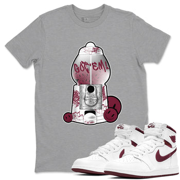 Air Jordan 1 Metallic Burgundy shirt to match jordans Gumball Machine sneaker tees AJ1 Metallic Burgundy SNRT Sneaker Release Tees Unisex Heather Grey 1 T-Shirt
