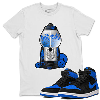 Air Jordan 1 Royal Reimagined shirt to match jordans Gumball Machine sneaker tees Graffiti AJ1 Royal Reimagined SNRT Sneaker Release Tees Unisex White 1 T-Shirt