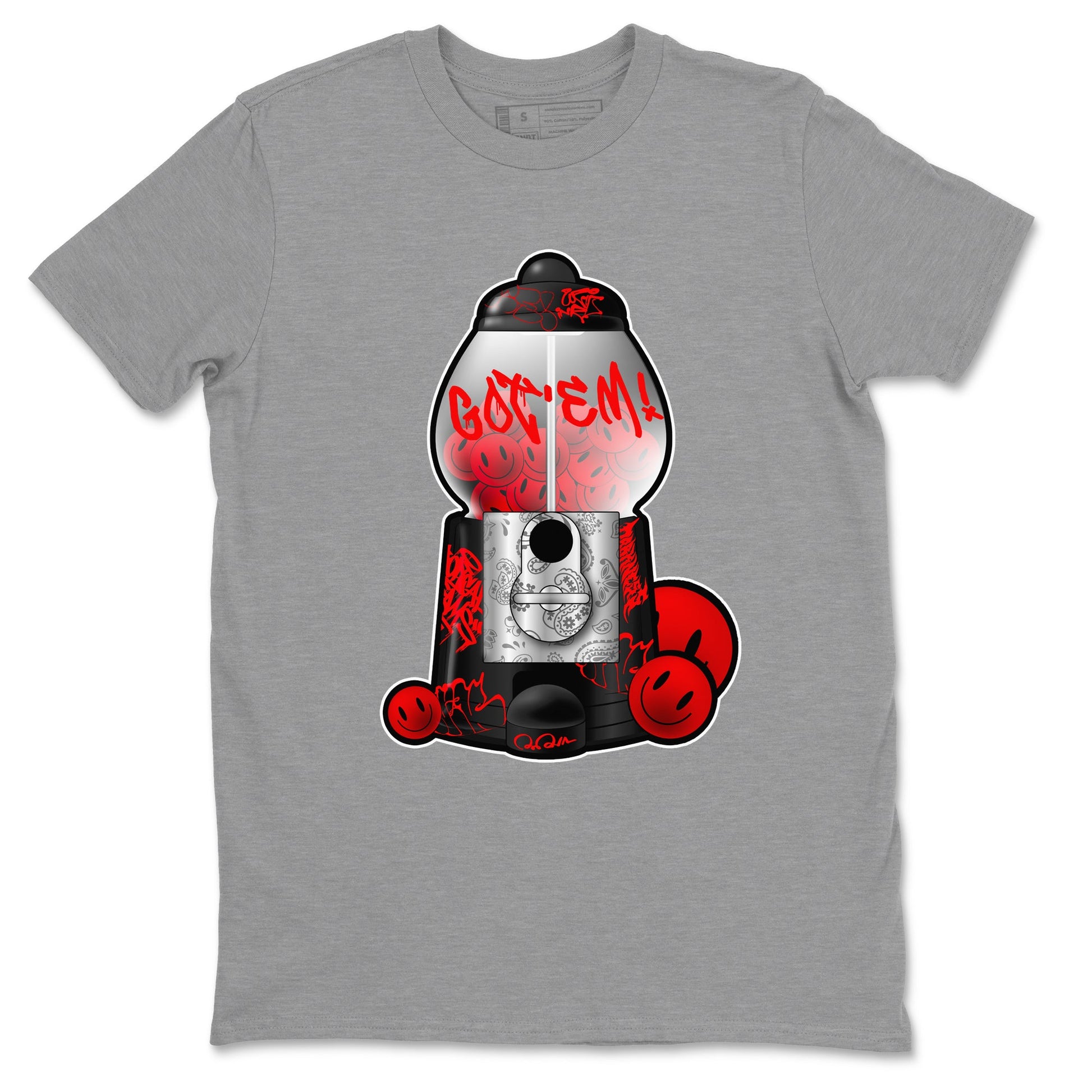 Air Jordan 1 Satin Bred shirt to match jordans Gumball Machine sneaker tees Graffiti AJ1 Satin Bred SNRT Sneaker Release Tees Unisex Heather Grey 2 T-Shirt