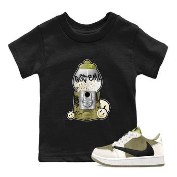 Air Jordan 1 Travis Scott Golf Olive shirt to match jordans Gumball Machine sneaker tees Graffiti AJ1 Travis Scott Golf Olive SNRT Sneaker Release Tees Baby Toddler Black 1 T-Shirt