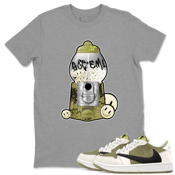 Air Jordan 1 Travis Scott Golf Olive shirt to match jordans Gumball Machine sneaker tees Graffiti AJ1 Travis Scott Golf Olive SNRT Sneaker Release Tees Unisex Heather Grey 1 T-Shirt