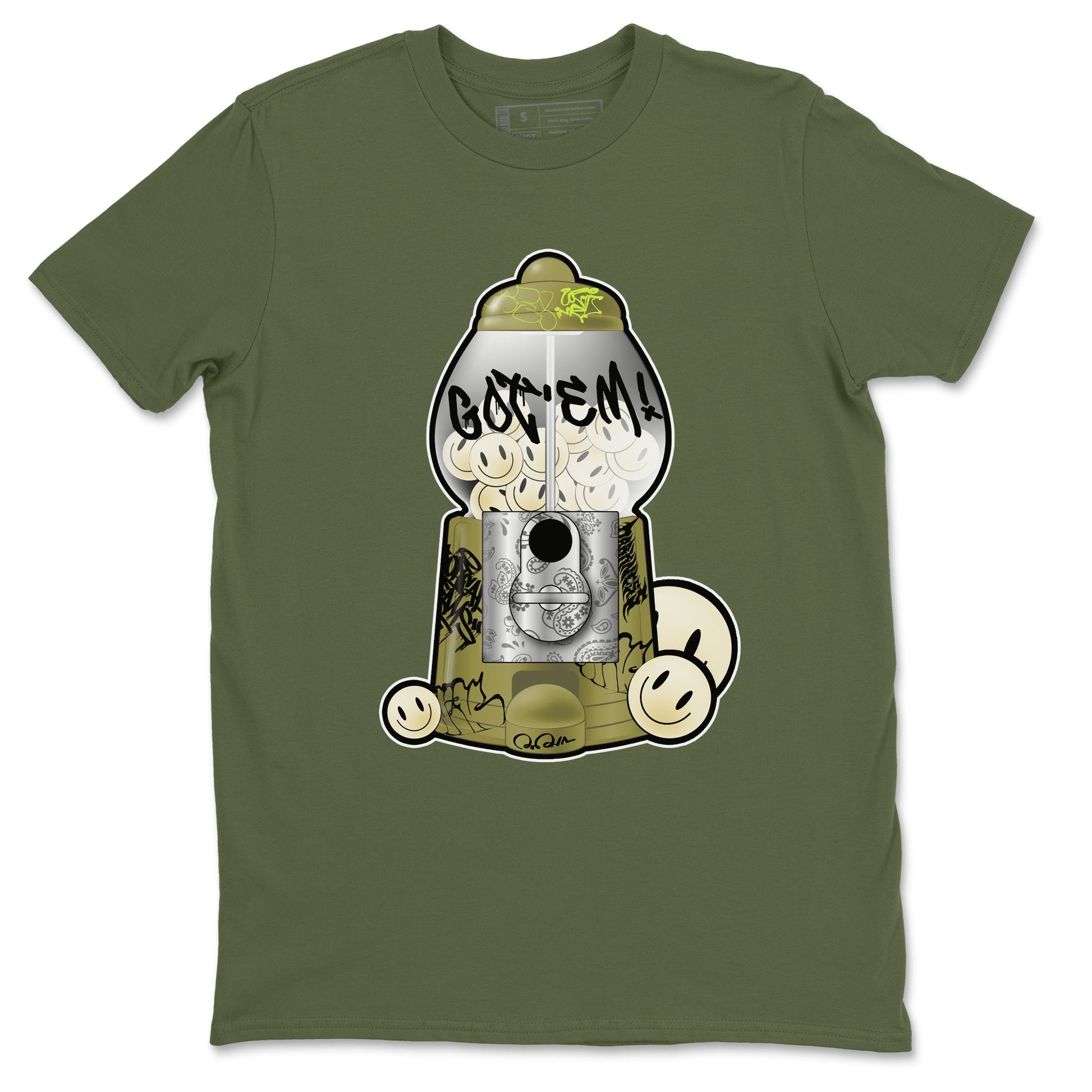 Air Jordan 1 Travis Scott Golf Olive shirt to match jordans Gumball Machine sneaker tees Graffiti AJ1 Travis Scott Golf Olive SNRT Sneaker Release Tees Unisex Military Green 2 T-Shirt