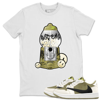 Air Jordan 1 Travis Scott Golf Olive shirt to match jordans Gumball Machine sneaker tees Graffiti AJ1 Travis Scott Golf Olive SNRT Sneaker Release Tees Unisex White 1 T-Shirt
