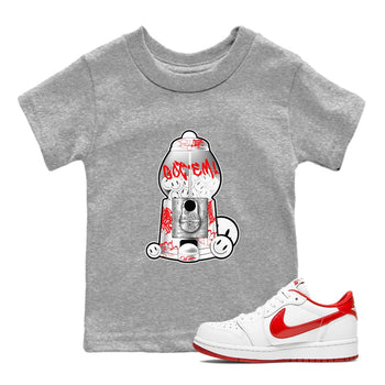 Air Jordan 1 University Red shirt to match jordans Gumball Machine sneaker tees Graffiti AJ1 University Red SNRT Sneaker Release Tees Baby Toddler Heather Grey 1 T-Shirt