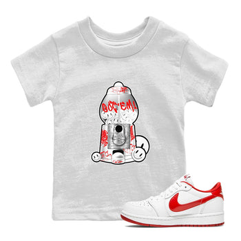 Air Jordan 1 University Red shirt to match jordans Gumball Machine sneaker tees Graffiti AJ1 University Red SNRT Sneaker Release Tees Baby Toddler White 1 T-Shirt