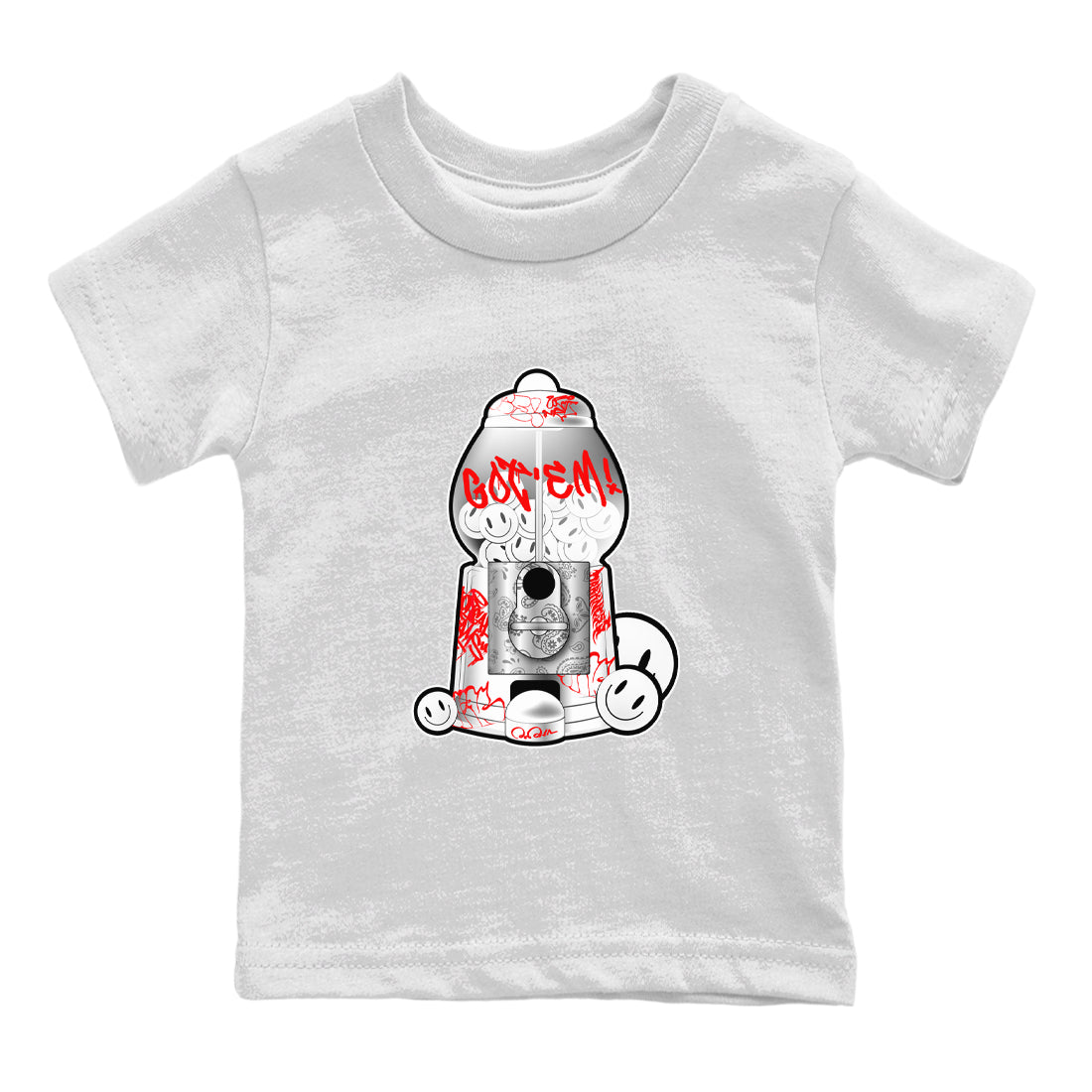 Air Jordan 1 University Red shirt to match jordans Gumball Machine sneaker tees Graffiti AJ1 University Red SNRT Sneaker Release Tees Baby Toddler White 2 T-Shirt