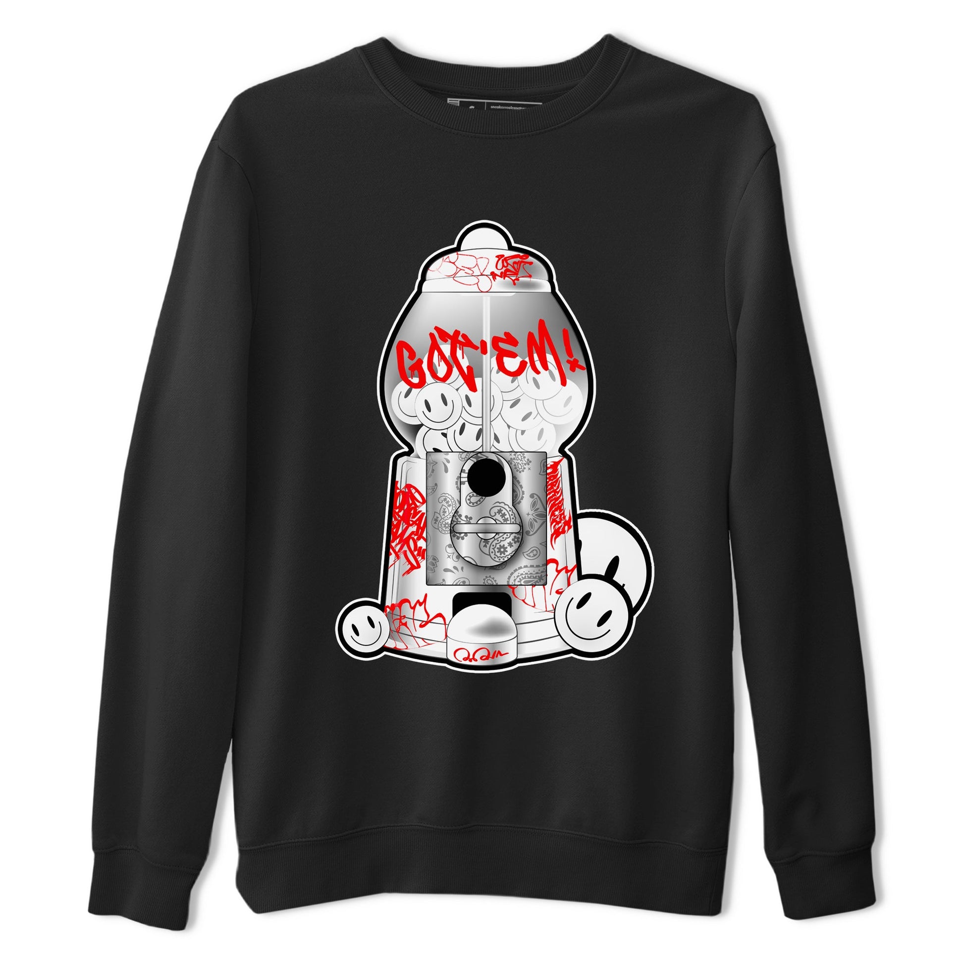 Air Jordan 1 University Red shirt to match jordans Gumball Machine sneaker tees Graffiti AJ1 University Red SNRT Sneaker Release Tees Unisex Black 2 T-Shirt