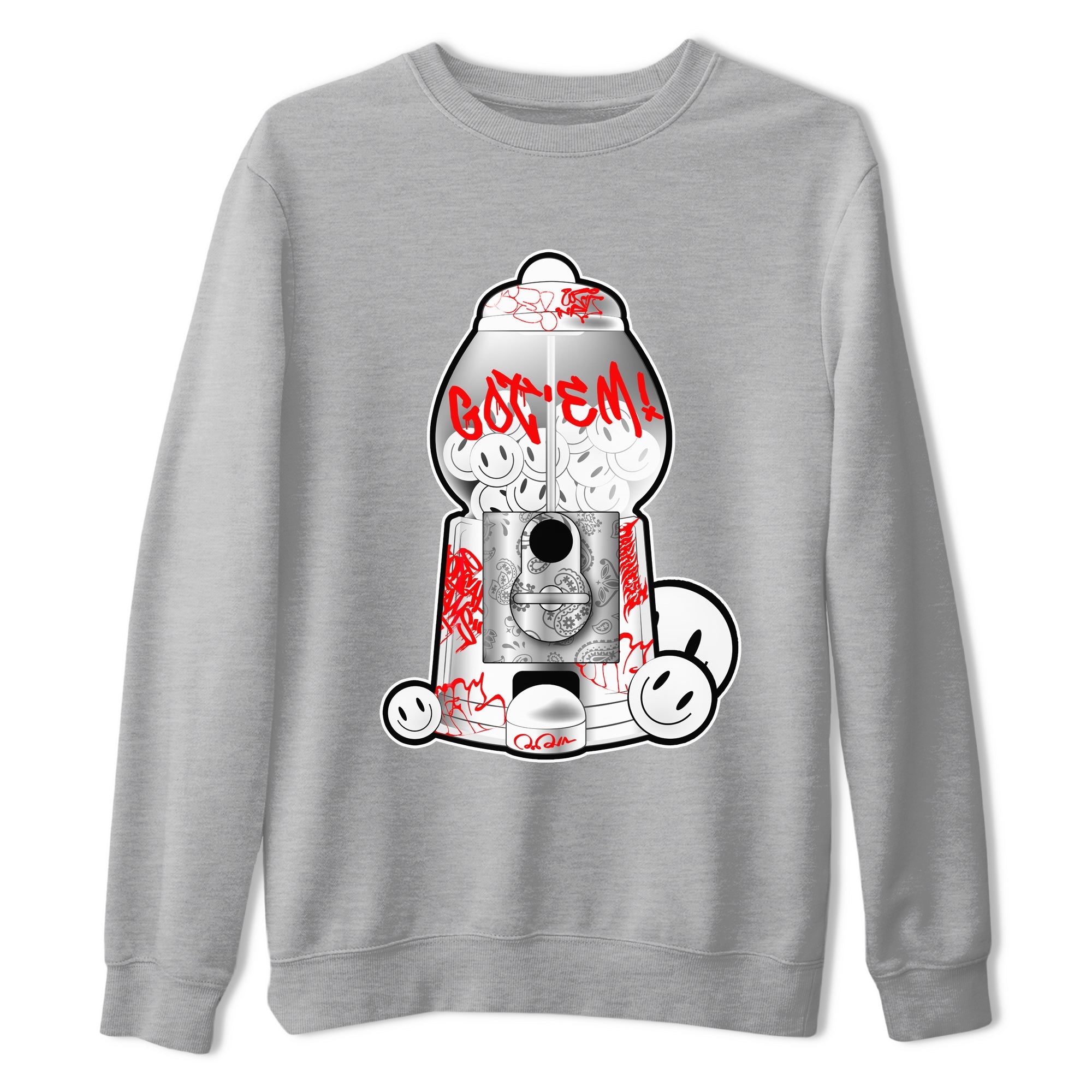 Air Jordan 1 University Red shirt to match jordans Gumball Machine sneaker tees Graffiti AJ1 University Red SNRT Sneaker Release Tees Unisex Heather Grey 2 T-Shirt
