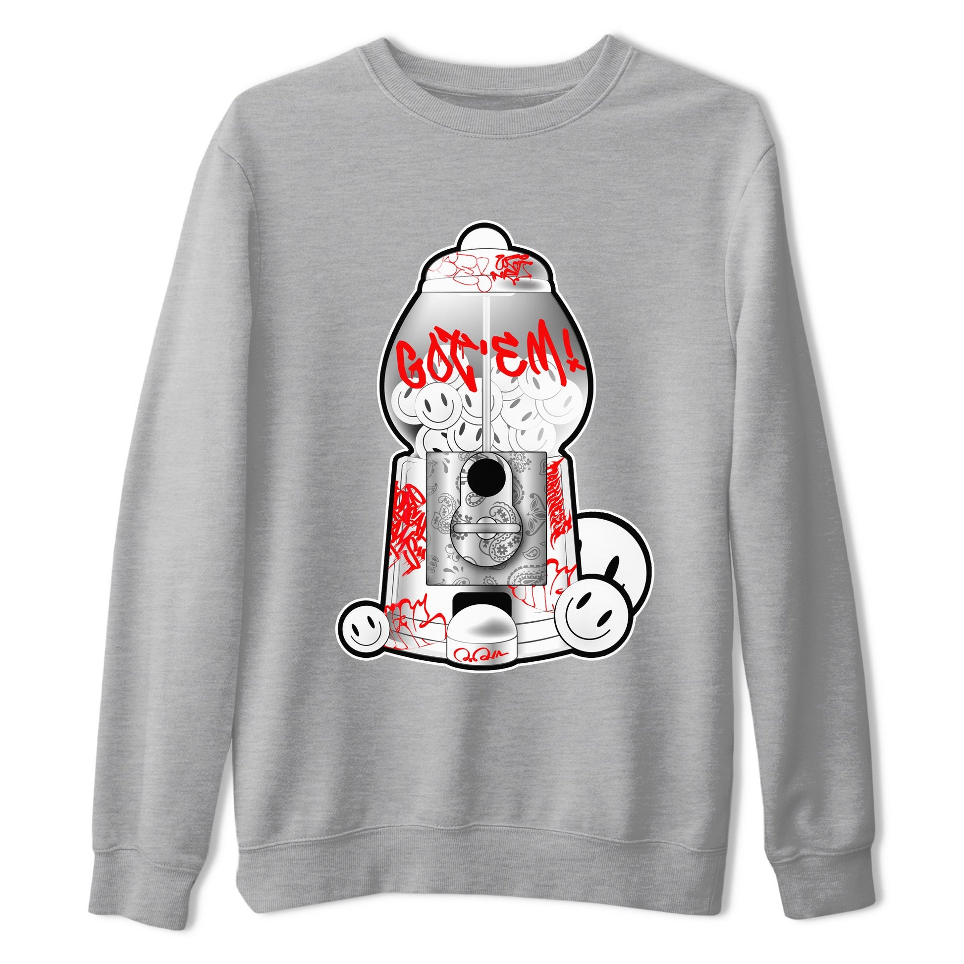 Air Jordan 1 University Red shirt to match jordans Gumball Machine sneaker tees Graffiti AJ1 University Red SNRT Sneaker Release Tees Unisex Heather Grey 2 T-Shirt