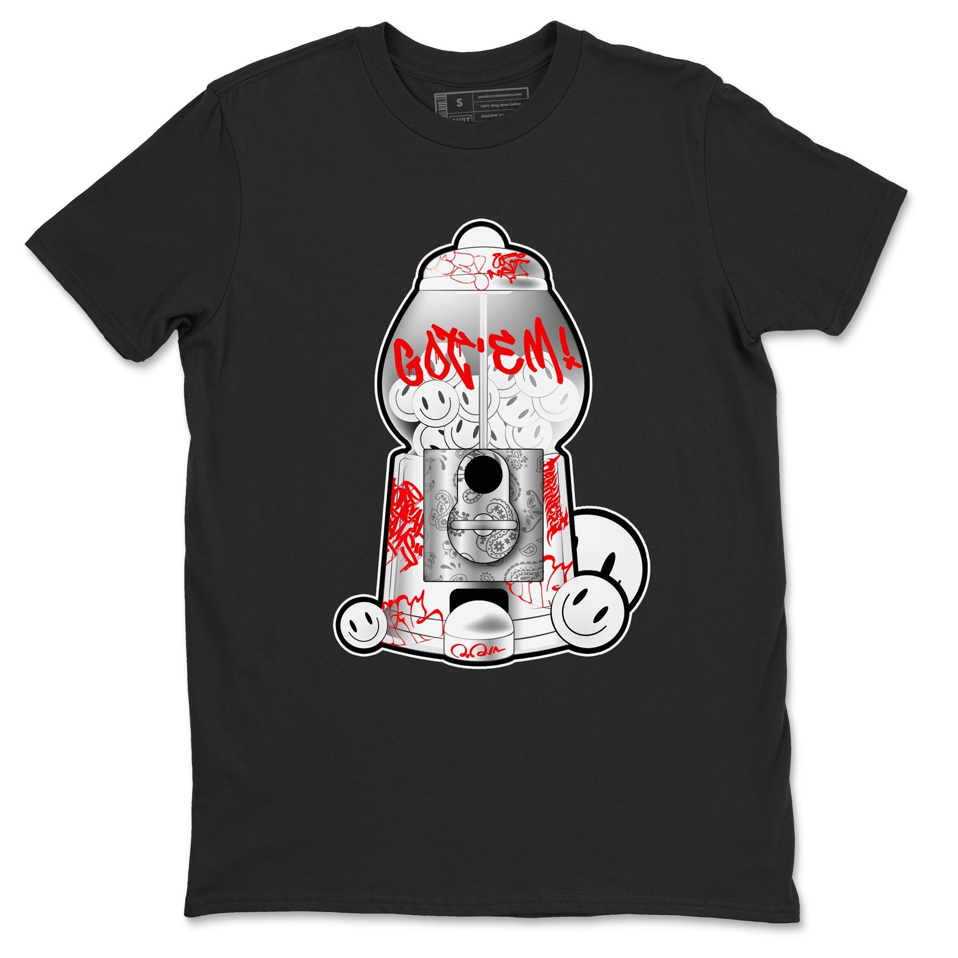 Air Jordan 1 University Red shirt to match jordans Gumball Machine sneaker tees Graffiti AJ1 University Red SNRT Sneaker Release Tees Unisex Black 2 T-Shirt