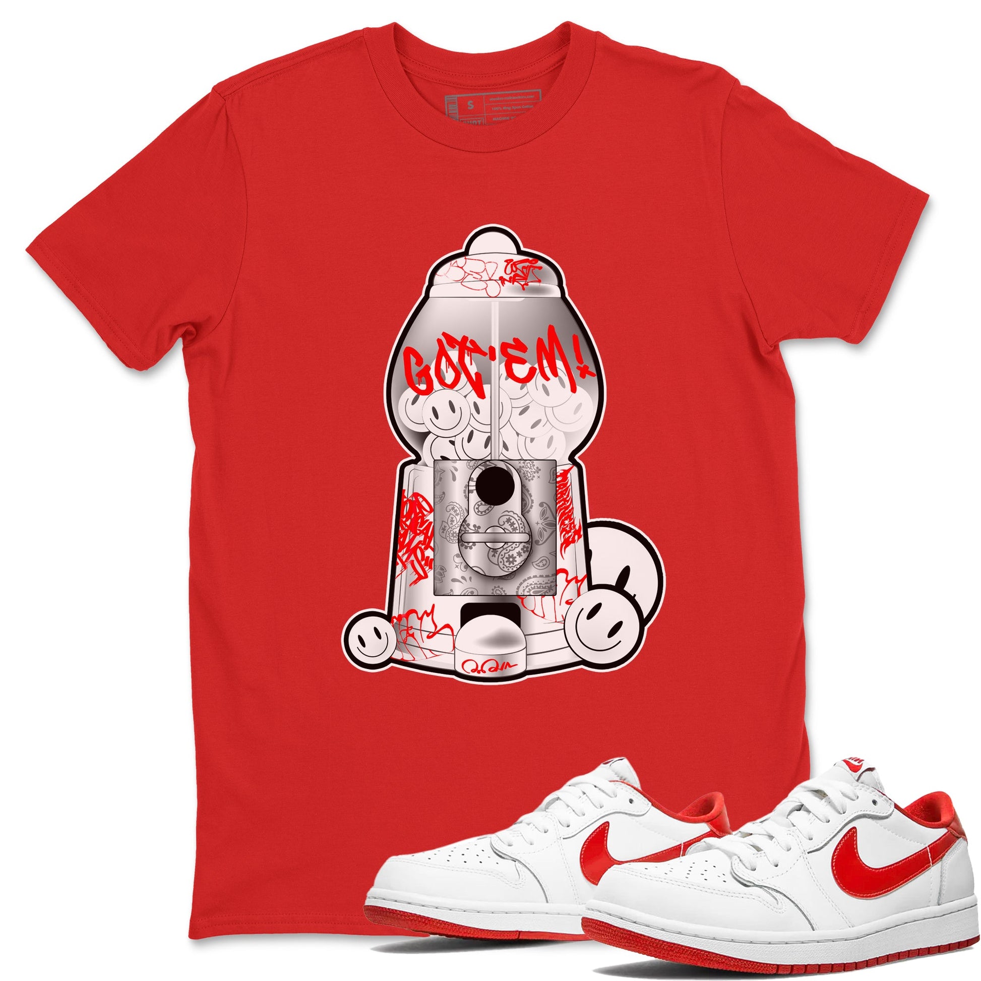 Air Jordan 1 University Red shirt to match jordans Gumball Machine sneaker tees Graffiti AJ1 University Red SNRT Sneaker Release Tees Unisex Red 1 T-Shirt