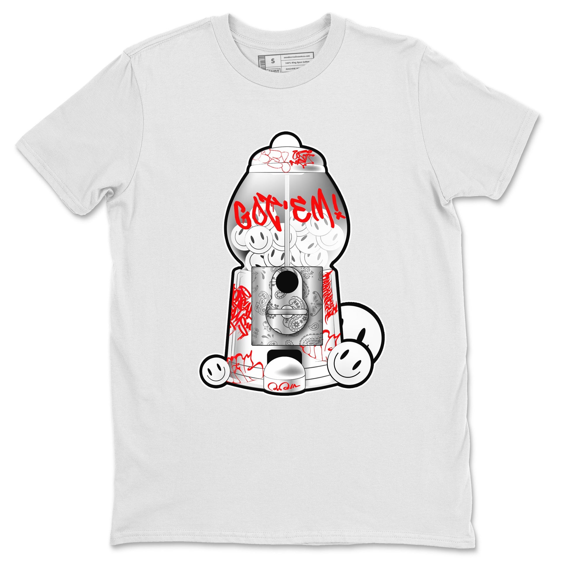 Air Jordan 1 University Red shirt to match jordans Gumball Machine sneaker tees Graffiti AJ1 University Red SNRT Sneaker Release Tees Unisex White 2 T-Shirt