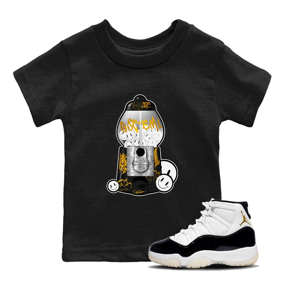 11s Gratitude shirt to match jordans Gumball Machine sneaker tees Air Jordan 11 Gratitude SNRT Sneaker Release Tees Baby Toddler Black 1 T-Shirt