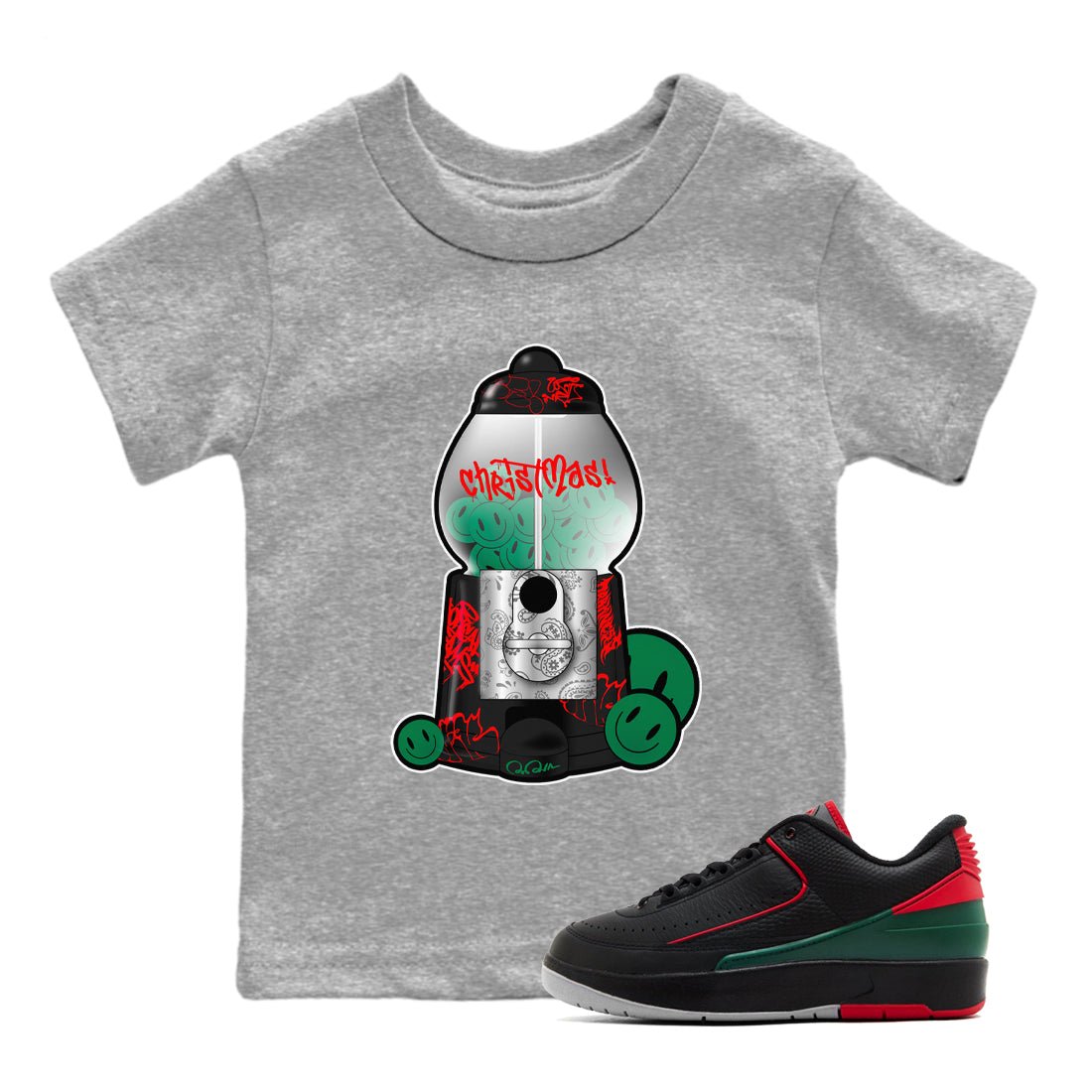 2s Christmas X-mas gift shirt to match jordans Gumball Machine sneaker tees Air Jordan 2 Christmas SNRT Sneaker Release Tees Baby Toddler Heather Grey 1 T-Shirt