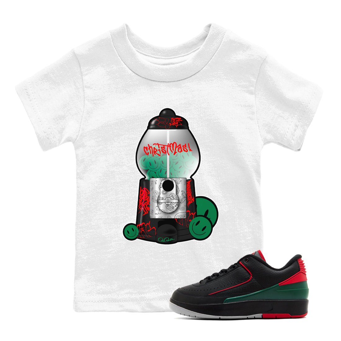 2s Christmas X-mas gift shirt to match jordans Gumball Machine sneaker tees Air Jordan 2 Christmas SNRT Sneaker Release Tees Baby Toddler White 1 T-Shirt