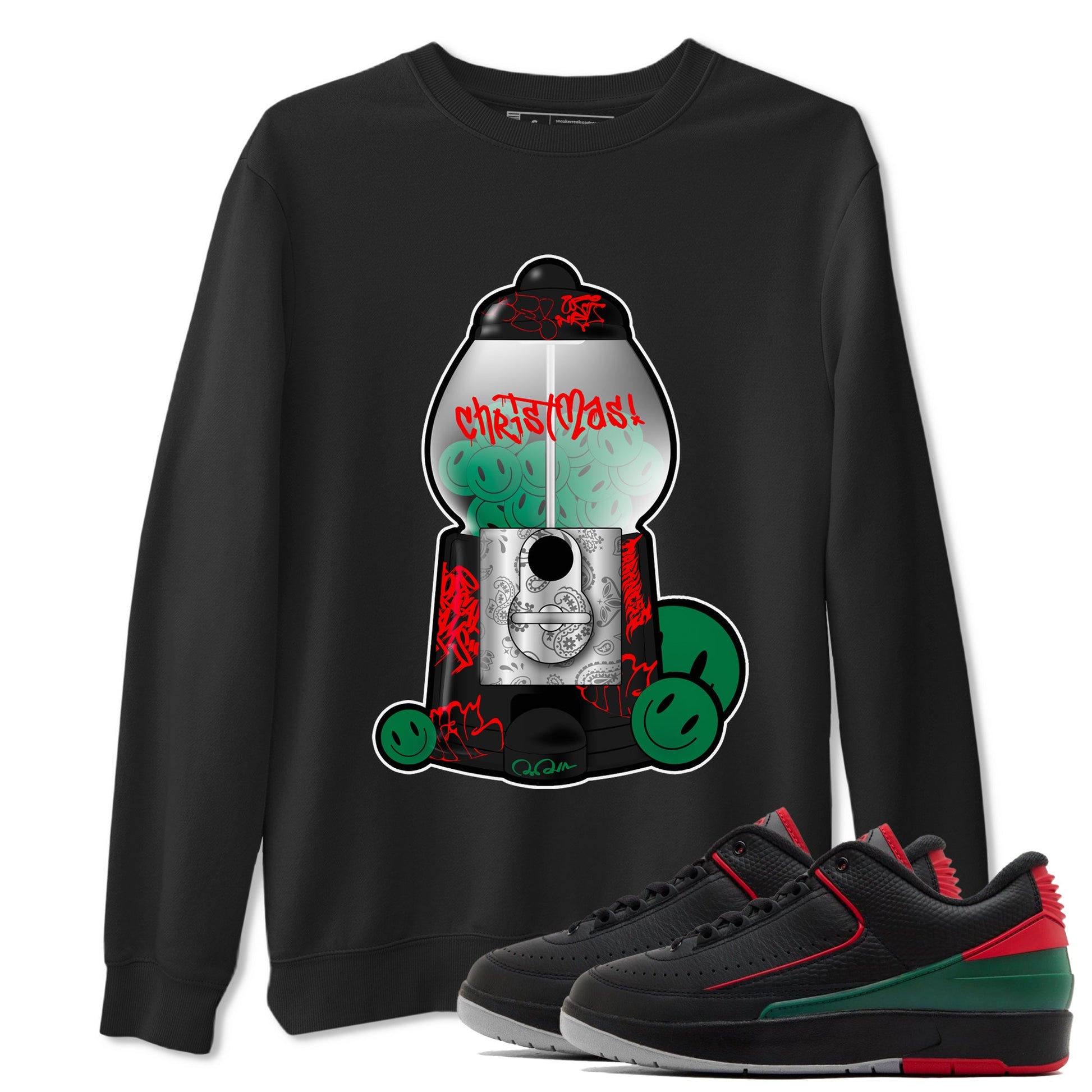 2s Christmas X-mas gift shirt to match jordans Gumball Machine sneaker tees Air Jordan 2 Christmas SNRT Sneaker Release Tees Unisex Black 1 T-Shirt