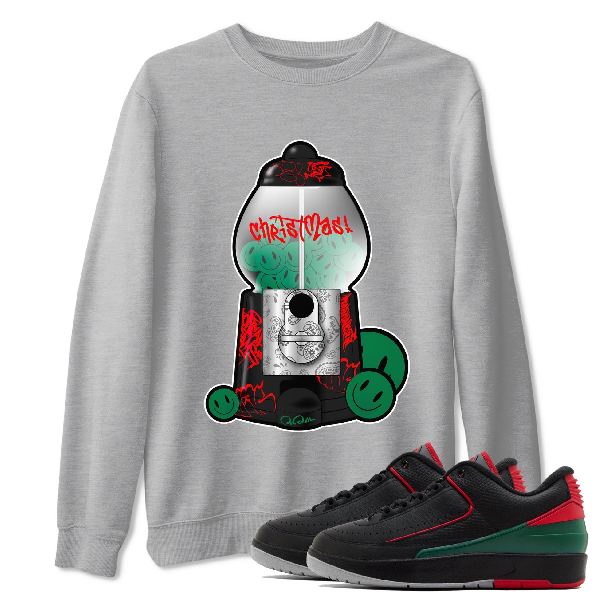 2s Christmas X-mas gift shirt to match jordans Gumball Machine sneaker tees Air Jordan 2 Christmas SNRT Sneaker Release Tees Unisex Heather Grey 1 T-Shirt
