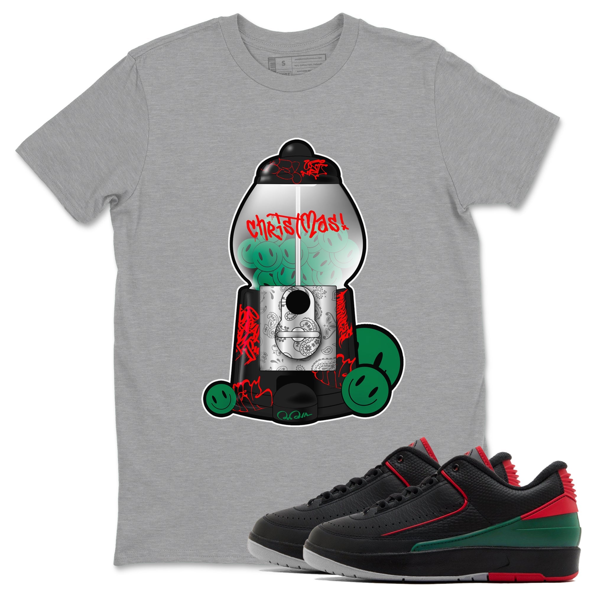 2s Christmas X-mas gift shirt to match jordans Gumball Machine sneaker tees Air Jordan 2 Christmas SNRT Sneaker Release Tees Unisex Heather Grey 1 T-Shirt