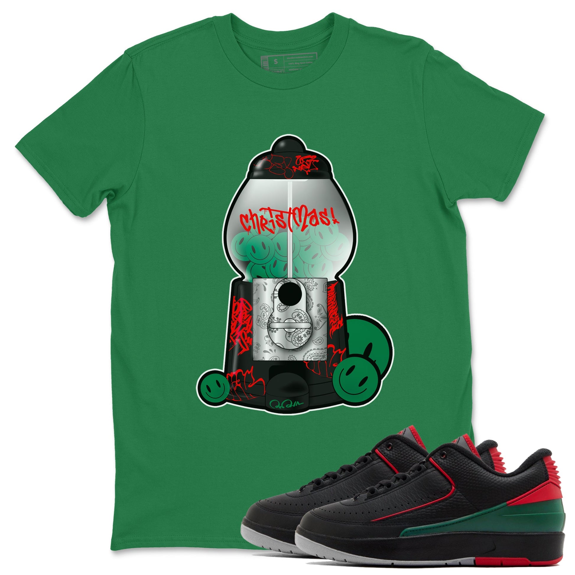 2s Christmas X-mas gift shirt to match jordans Gumball Machine sneaker tees Air Jordan 2 Christmas SNRT Sneaker Release Tees Unisex Kelly Green 1 T-Shirt