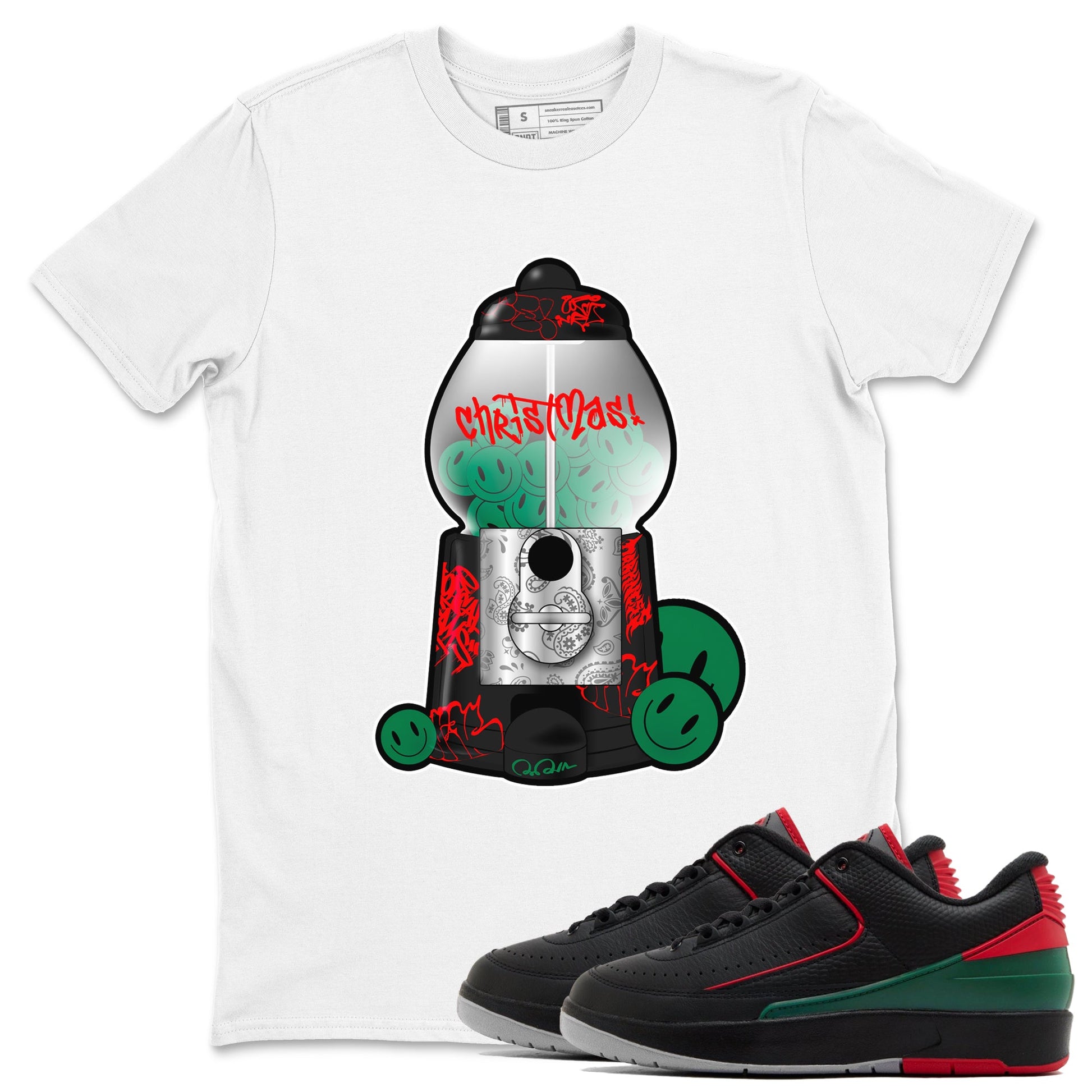 2s Christmas X-mas gift shirt to match jordans Gumball Machine sneaker tees Air Jordan 2 Christmas SNRT Sneaker Release Tees Unisex White 1 T-Shirt