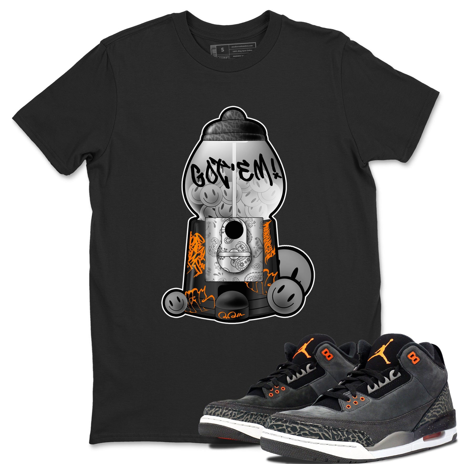 Air Jordan 3 Fear shirt to match jordans Gumball Machine sneaker tees Graffiti AJ3 Fear SNRT Sneaker Release Tees Unisex Black 1 T-Shirt