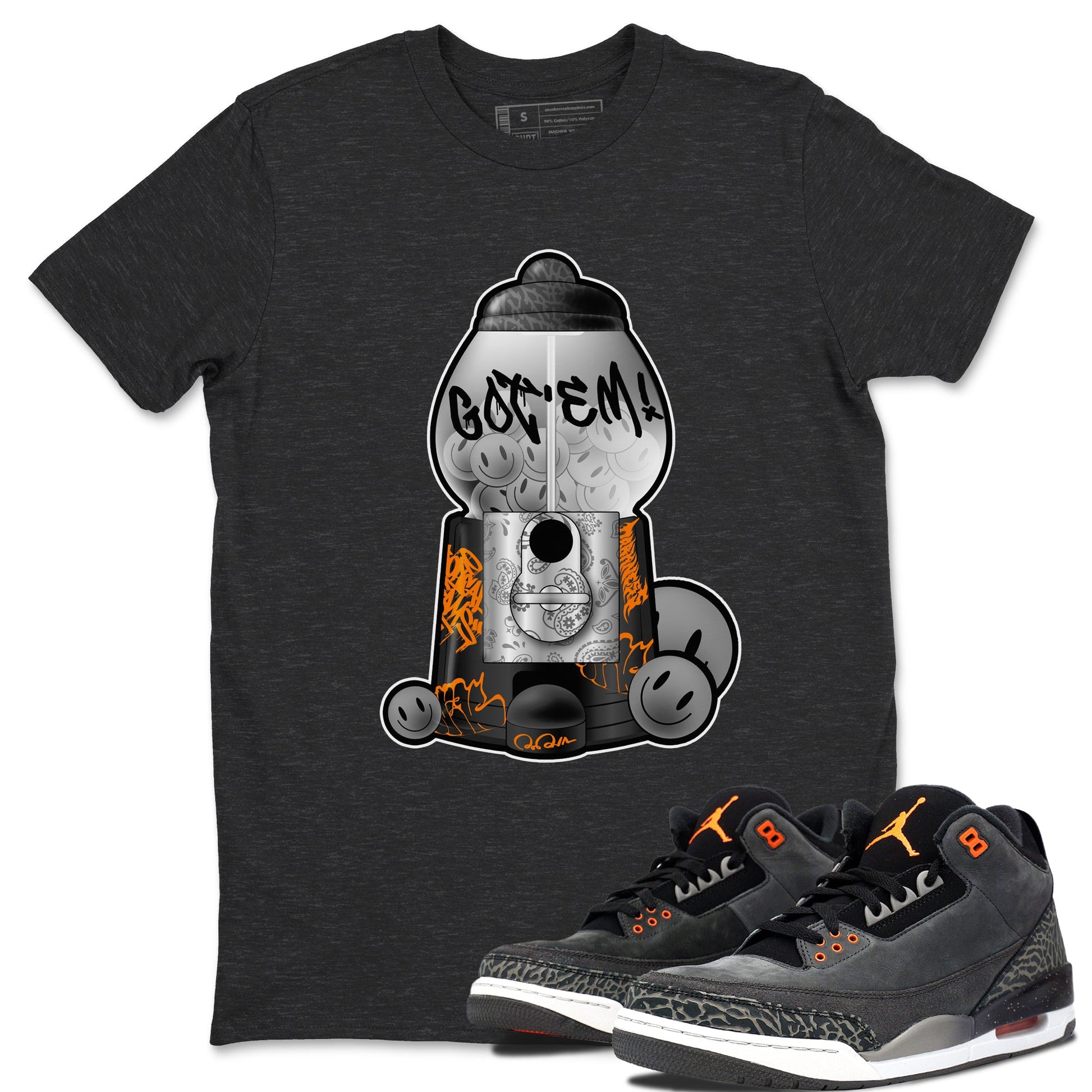 Air Jordan 3 Fear shirt to match jordans Gumball Machine sneaker tees Graffiti AJ3 Fear SNRT Sneaker Release Tees Unisex Charcoal Heather 1 T-Shirt
