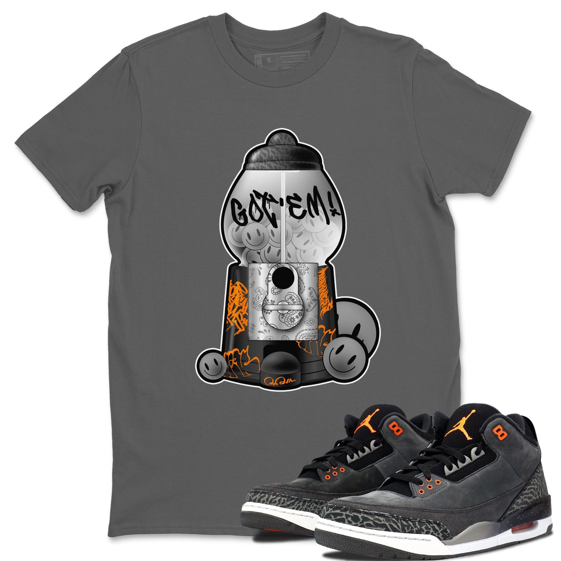 Air Jordan 3 Fear shirt to match jordans Gumball Machine sneaker tees Graffiti AJ3 Fear SNRT Sneaker Release Tees Unisex Cool Grey 1 T-Shirt