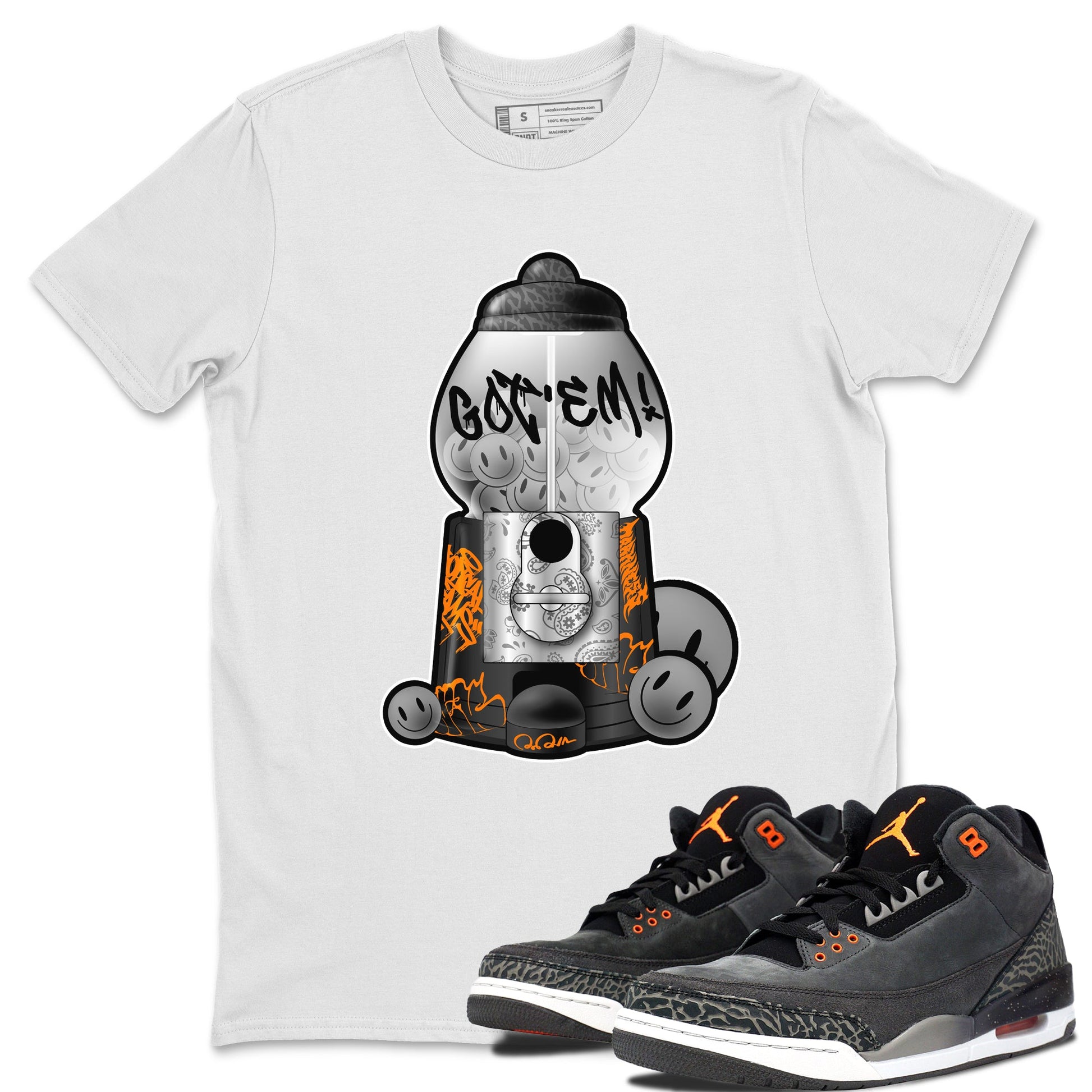 Air Jordan 3 Fear shirt to match jordans Gumball Machine sneaker tees Graffiti AJ3 Fear SNRT Sneaker Release Tees Unisex White 1 T-Shirt