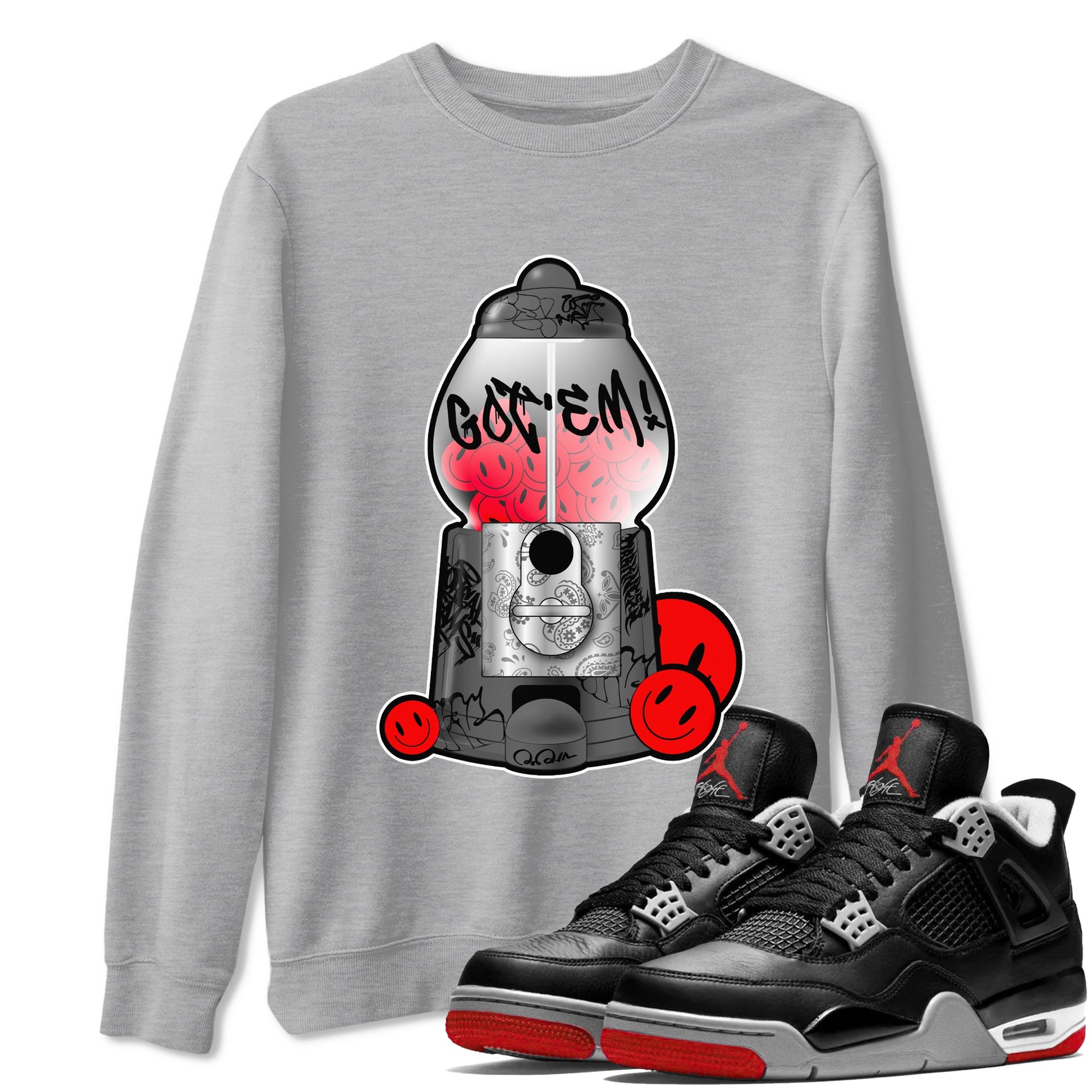 4s Bred Reimagined shirt to match jordans Gumball Machine sneaker tees Air Jordan 4 Bred Reimagined SNRT Sneaker Release Tees Unisex Heather Grey 1 T-Shirt