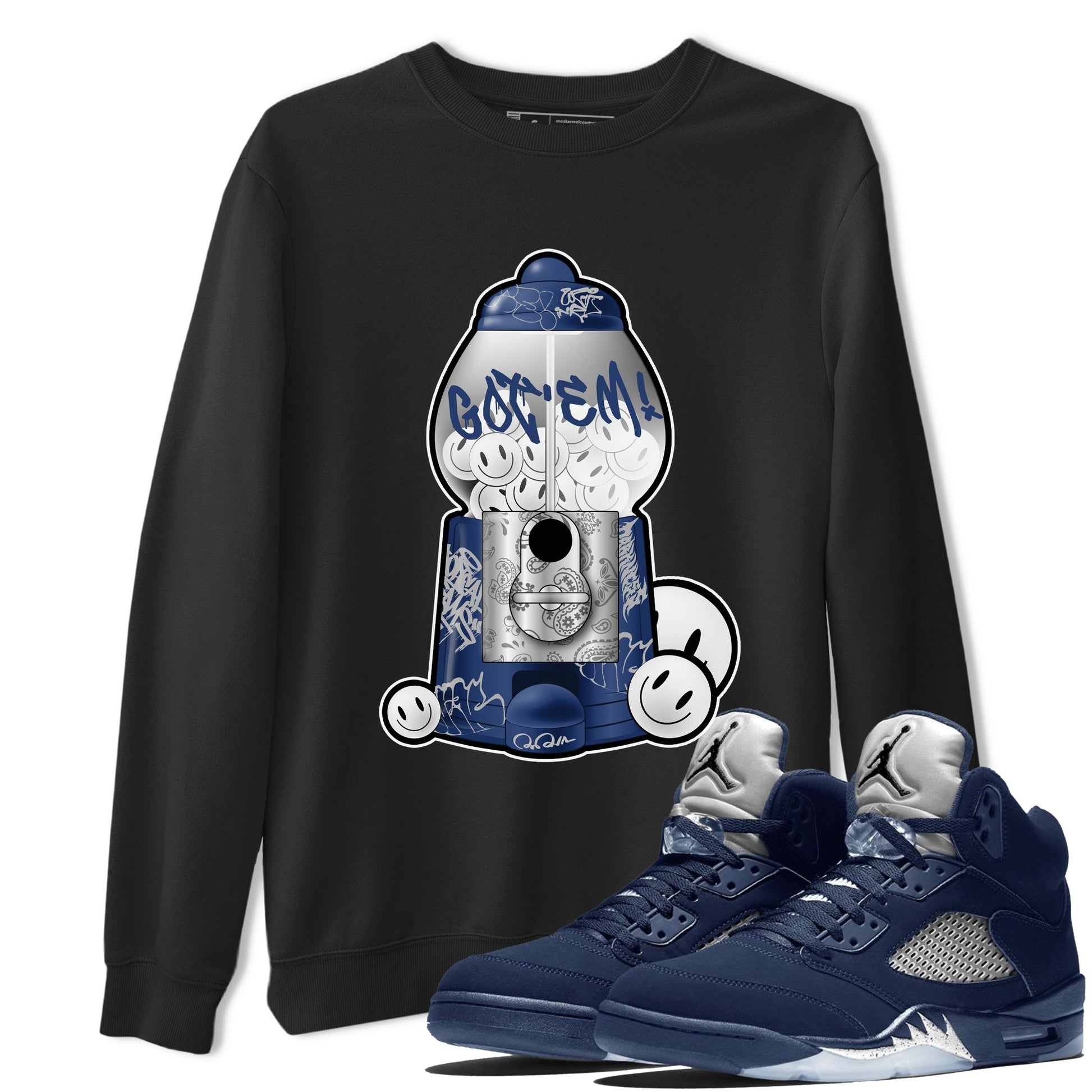 Air Jordan 5 Georgetown shirt to match jordans Gumball Machine sneaker tees Graffiti AJ5 Georgetown SNRT Sneaker Release Tees Unisex Black 1 T-Shirt