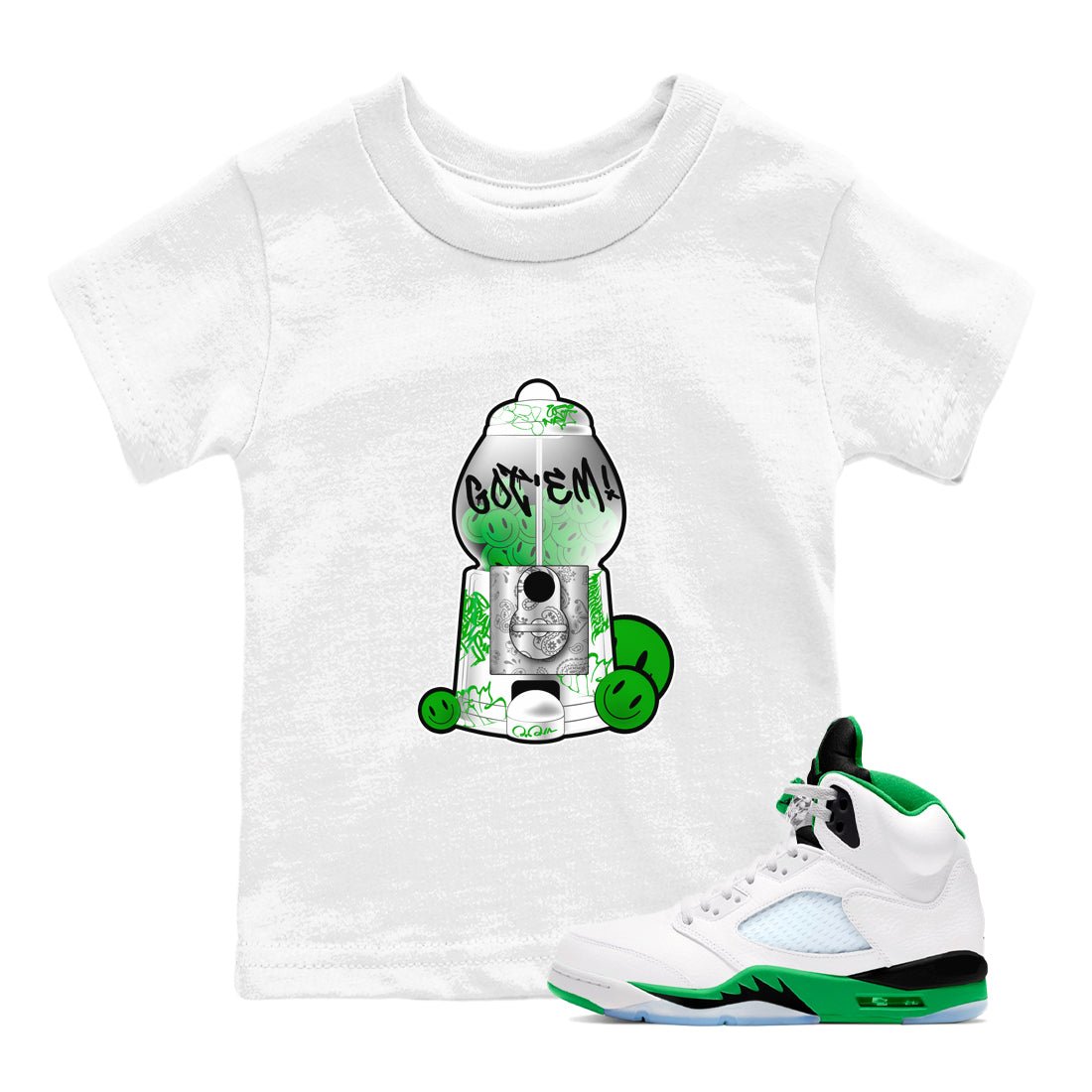 5s Lucky Green shirt to match jordans Gumball Machine sneaker tees Air Jordan 5 Lucky Green SNRT Sneaker Release Tees Baby Toddler White 1 T-Shirt