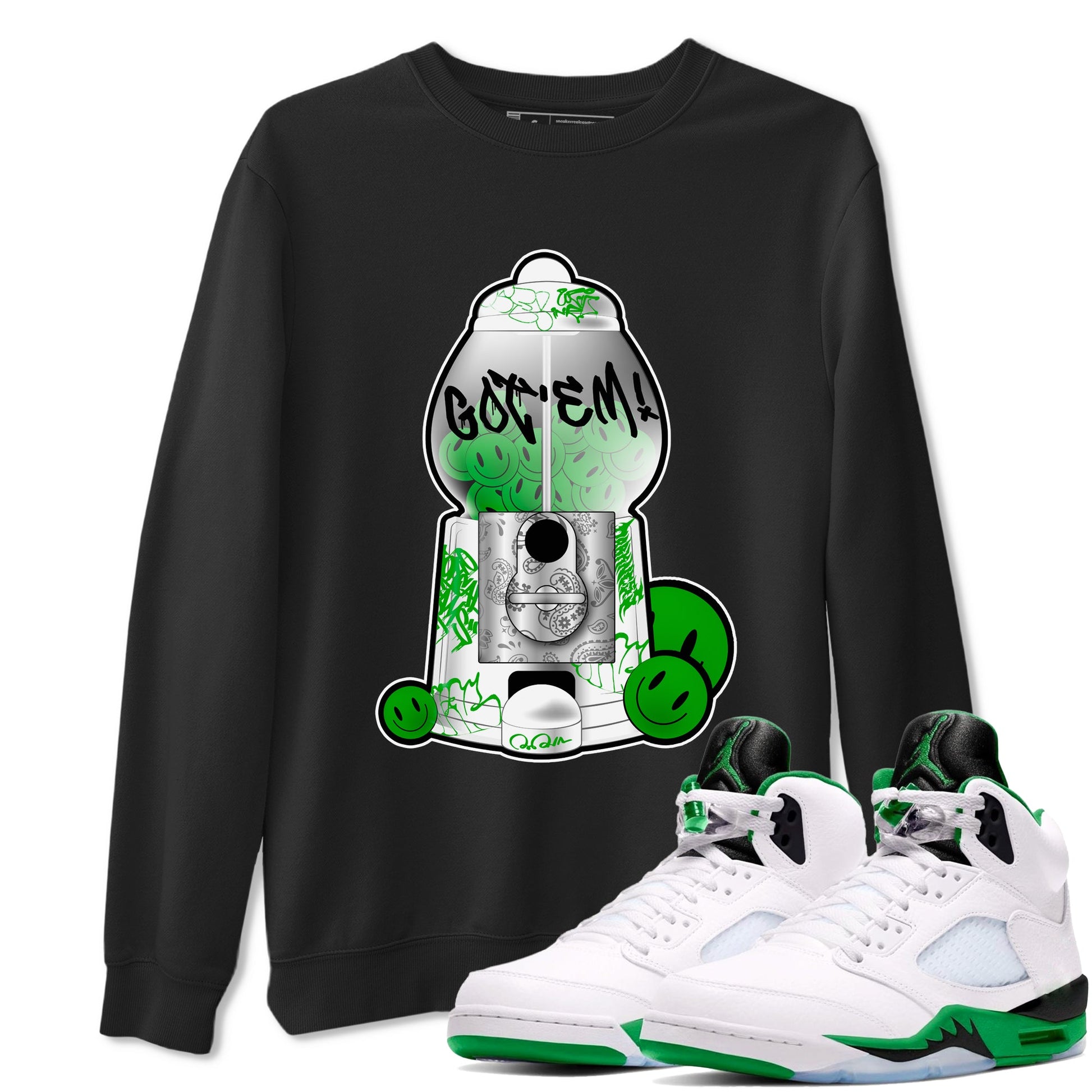5s Lucky Green shirt to match jordans Gumball Machine sneaker tees Air Jordan 5 Lucky Green SNRT Sneaker Release Tees Unisex Black 1 T-Shirt