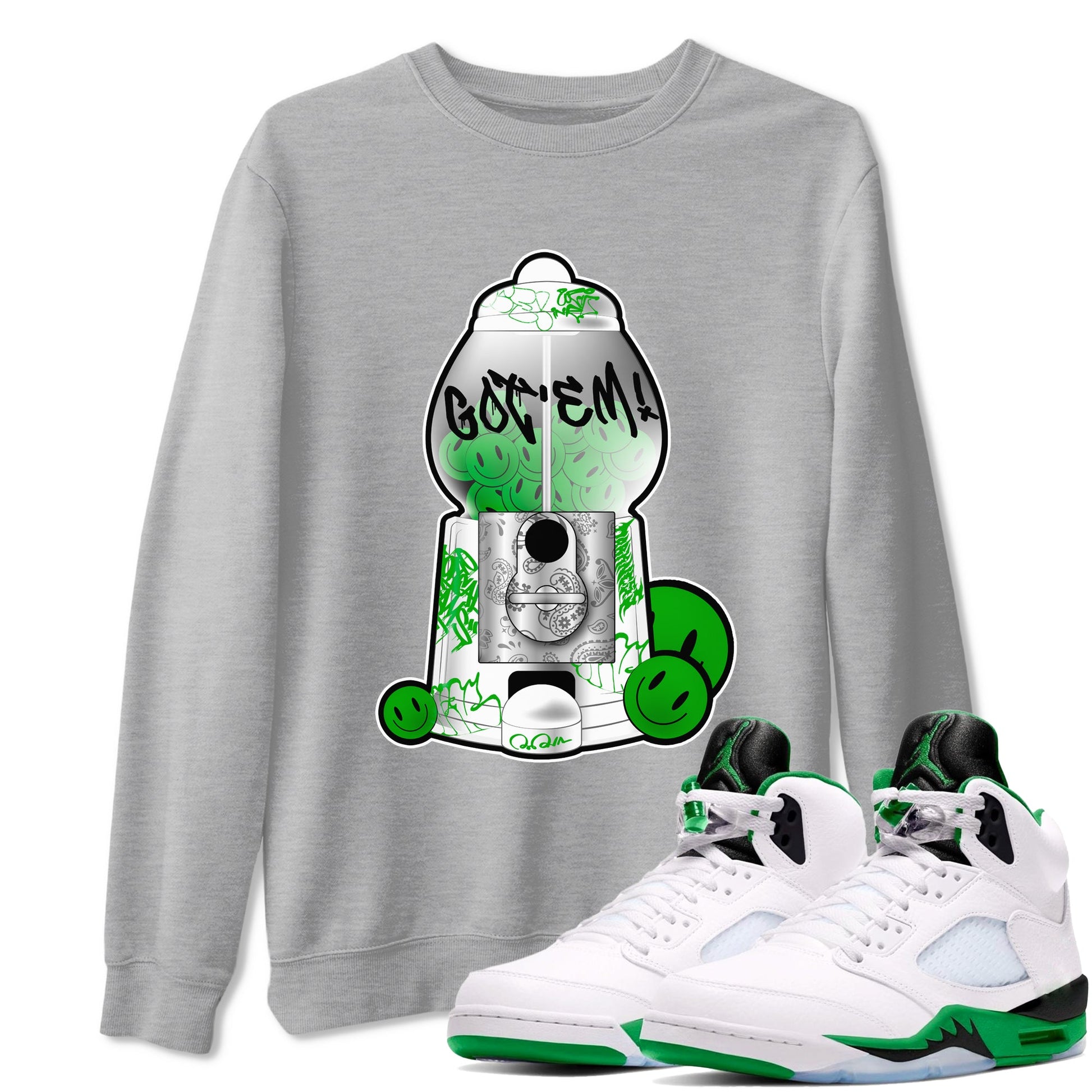 5s Lucky Green shirt to match jordans Gumball Machine sneaker tees Air Jordan 5 Lucky Green SNRT Sneaker Release Tees Unisex Heather Grey 1 T-Shirt
