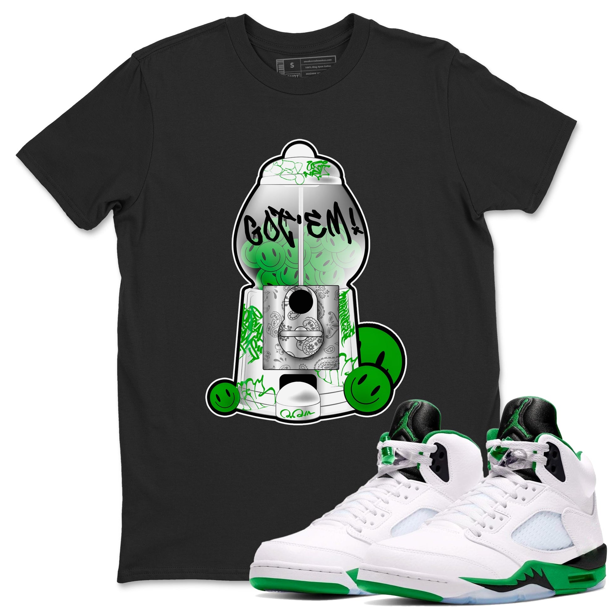 5s Lucky Green shirt to match jordans Gumball Machine sneaker tees Air Jordan 5 Lucky Green SNRT Sneaker Release Tees Unisex Black 1 T-Shirt