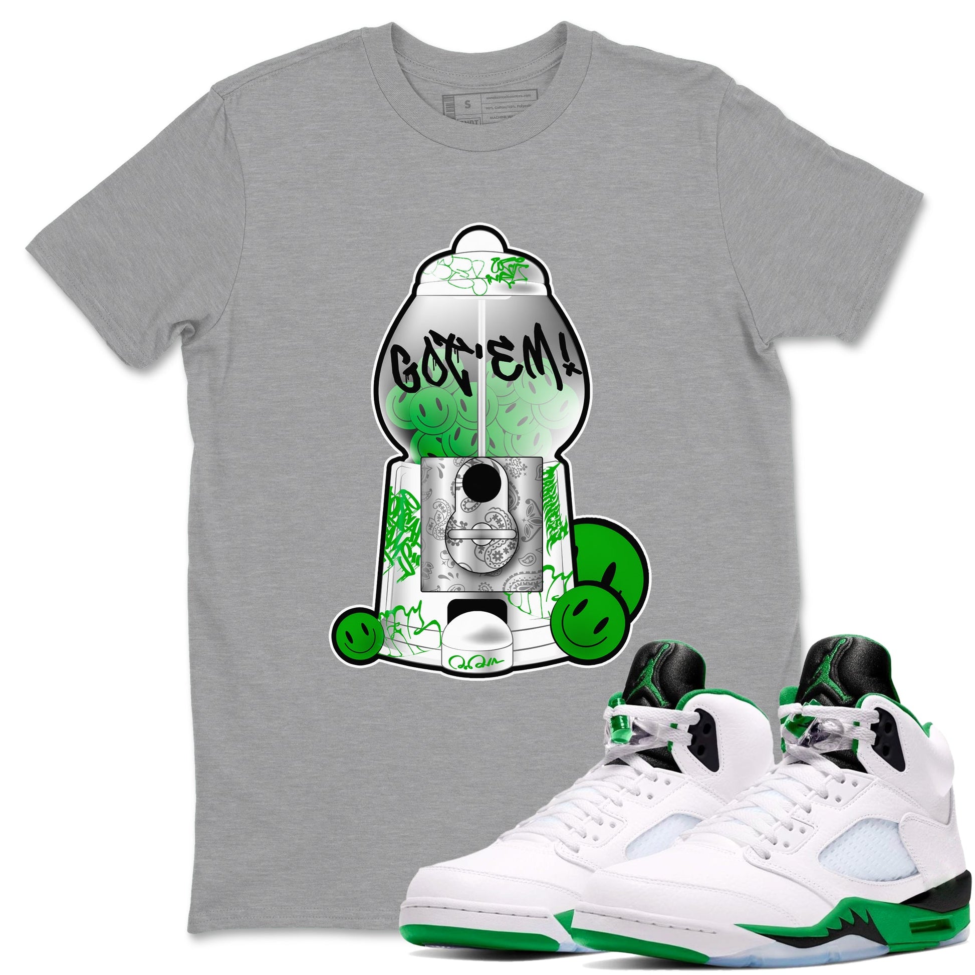 5s Lucky Green shirt to match jordans Gumball Machine sneaker tees Air Jordan 5 Lucky Green SNRT Sneaker Release Tees Unisex Heather Grey 1 T-Shirt