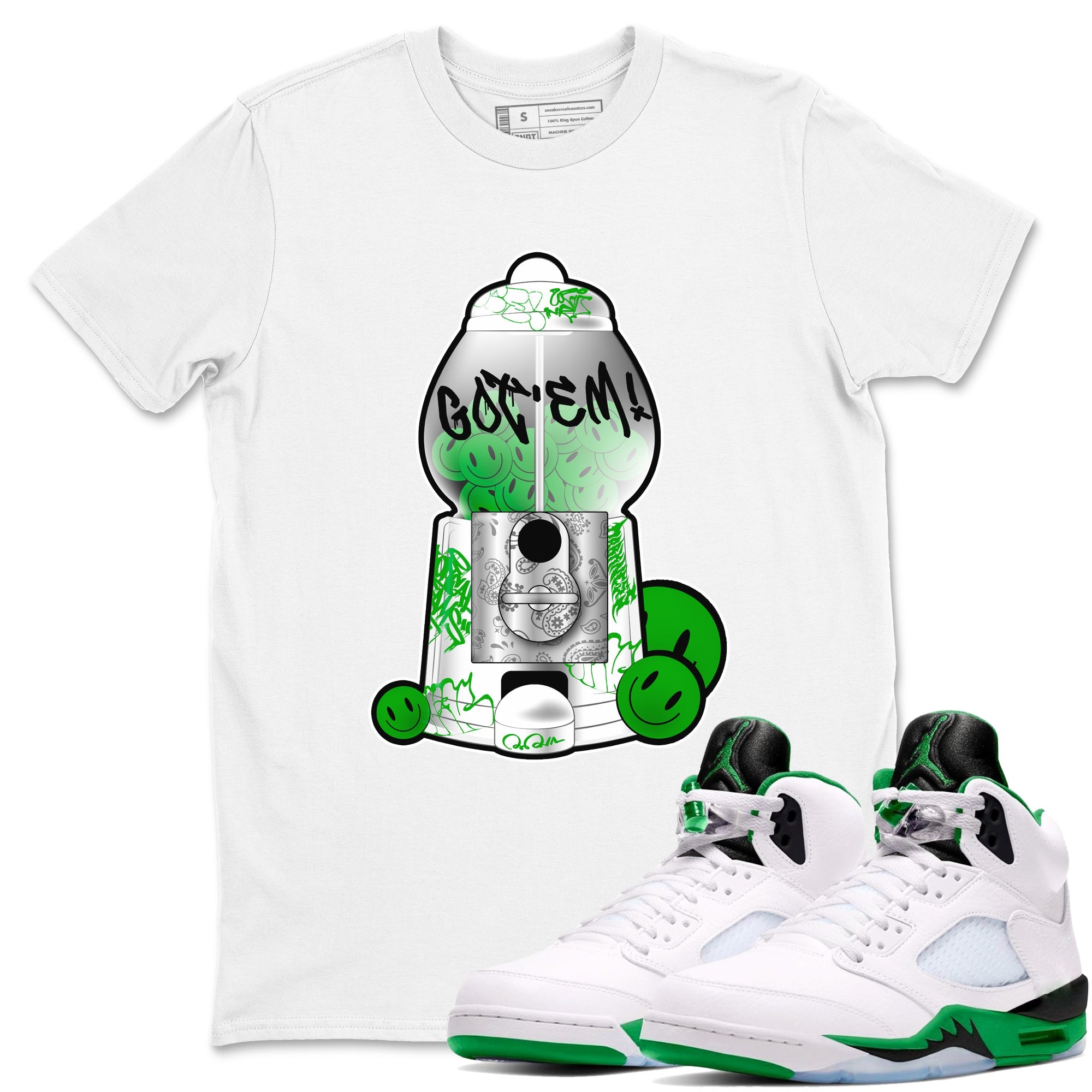 5s Lucky Green shirt to match jordans Gumball Machine sneaker tees Air Jordan 5 Lucky Green SNRT Sneaker Release Tees Unisex White 1 T-Shirt