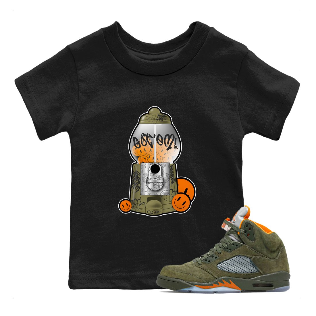 5s Olive shirt to match jordans Gumball Machine sneaker tees Air Jordan 5 Olive SNRT sneaker release tees baby toddler Black 1 cotton Shirt